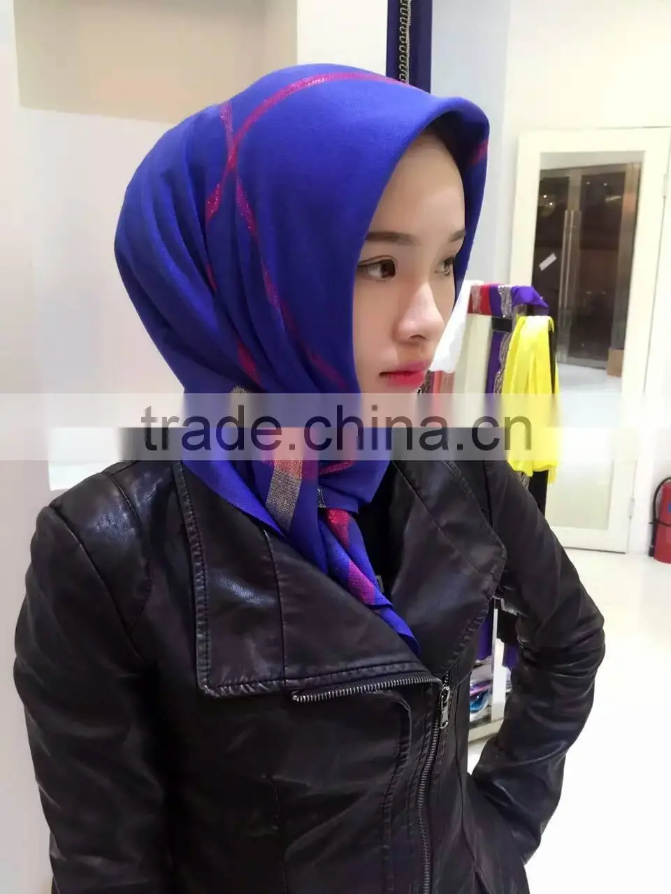 NEW 2016 90*90cm golden line muslim square scarf