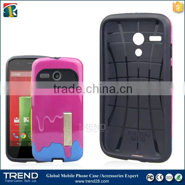 china supplier hybrid combo kickstand phone case for moto G2