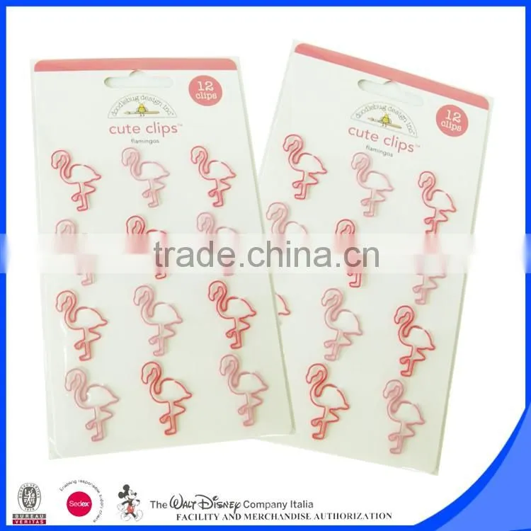 Customized museum products flamingo paper clip cute animal shape