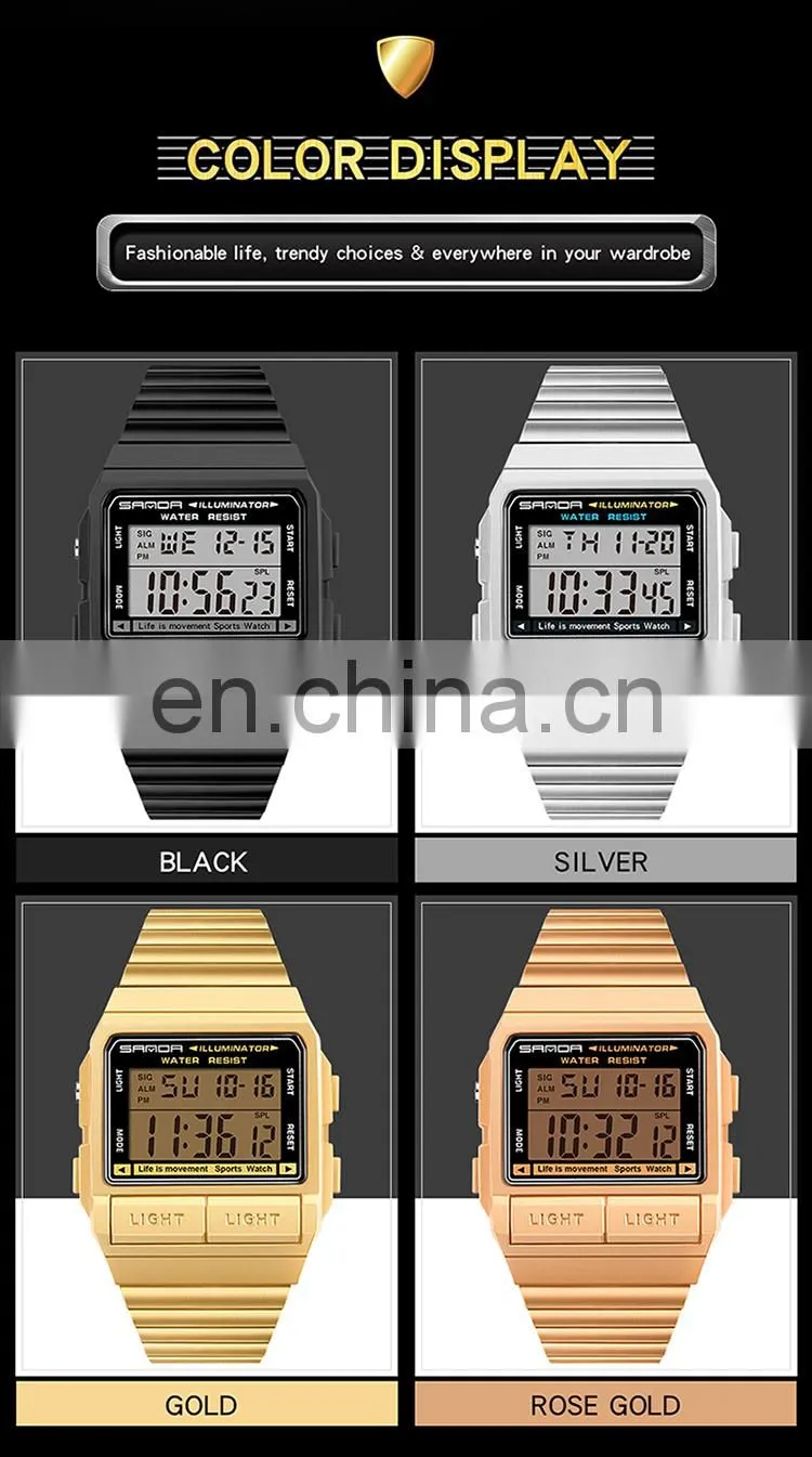 Sanda 2007 2020 New Men Digital Watch Set LED Luminous Waterproof Functional Sport Wrist Watches for Men