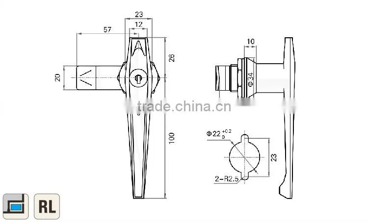CE RoHS 2015 FEILEI MS304-1 zinc alloy electrical industry cabinet L handle lock
