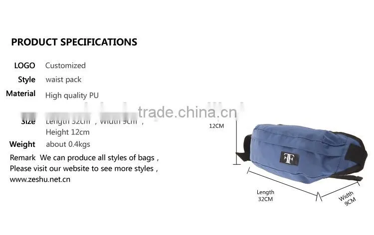 2016 New Designer canvas sport waist bag China Manufacturer