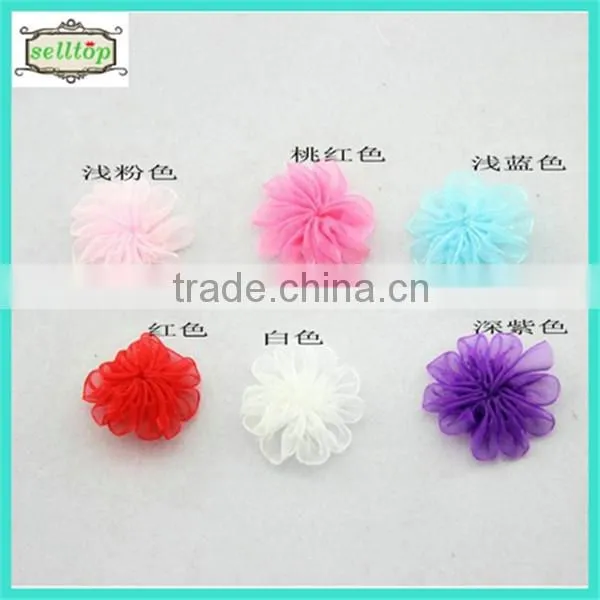 Cheaper mini hot sale 2.5cm organza ribbon flowers