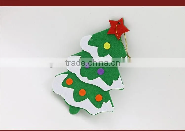 Green Color Felt Applique Non-woven Fabric Santa Claus On The Tree Xmas Decoration