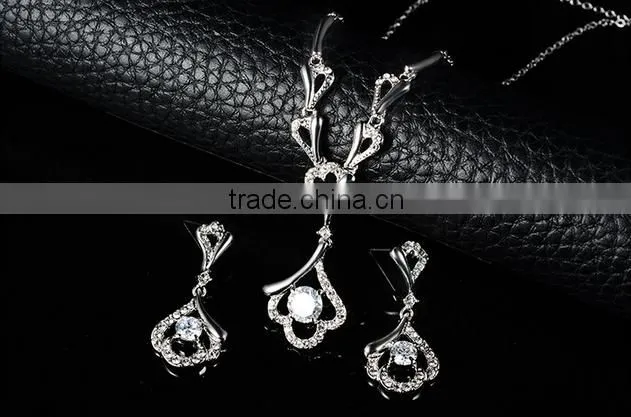 Fashion Elegant Crystal Shaped Necklace Earring Jewelry Set