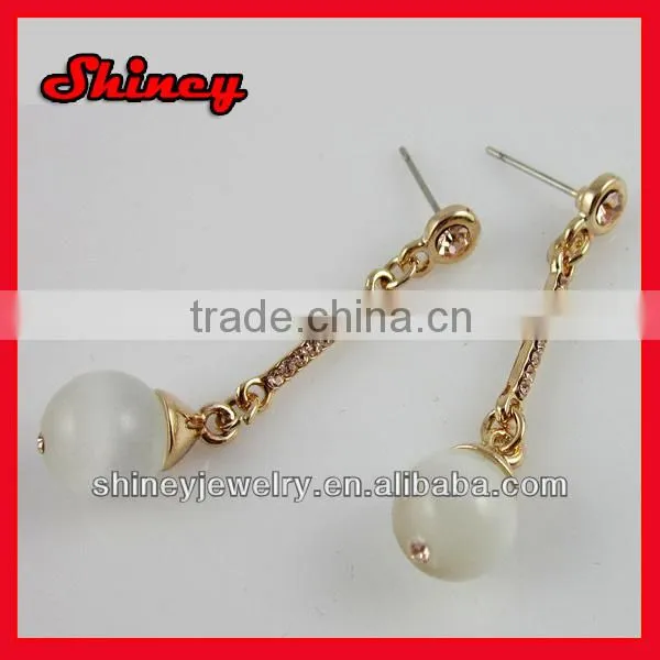 yiwu wholesale cheap jewelry crystal paved hook styled pearl earring