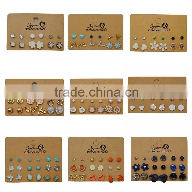 Daily Wear Women Accessories Shining Rhinestone Silver Ear Stud Earring Set