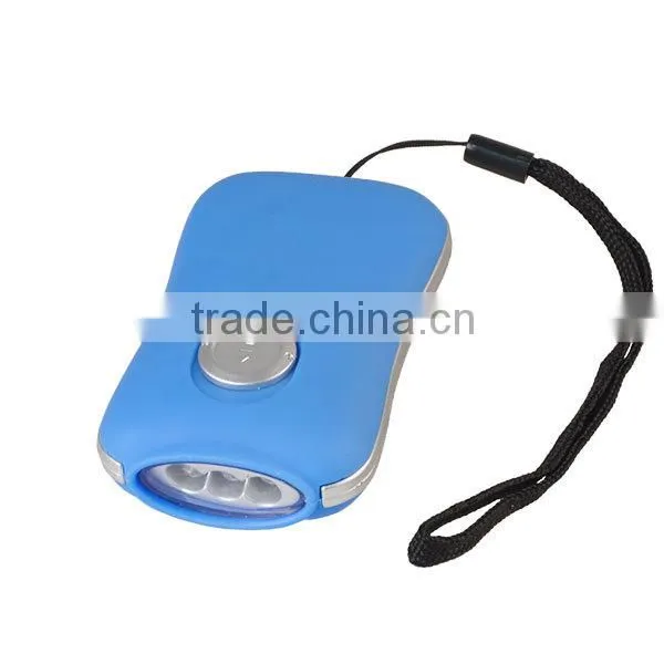 3 LED Rechargeable Mini Flat Dynamo Hand Crank Flashlight