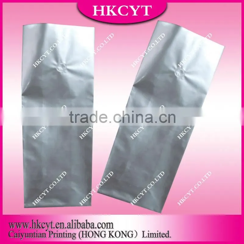 Unprinted aluminum foil coffee bag/side gusset coffee bag with valve