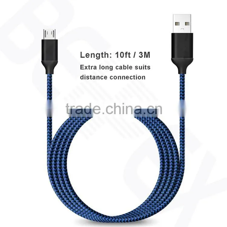 Sturdy Nylon Braided Micro USB Charging Data Cable
