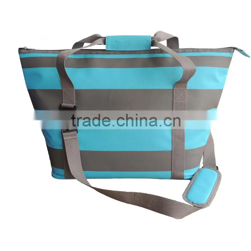 quality chic shopping bag with sky blue stripes