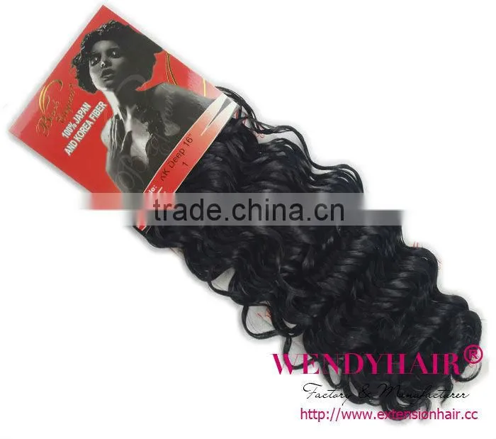 Good quality Japanese Fiber Black elegant KK Deep 16" hair weave