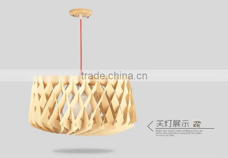 Wooden LED pendant light JK-8005B-07 restaurant wooden shade pendant lamp E27 lamp holder