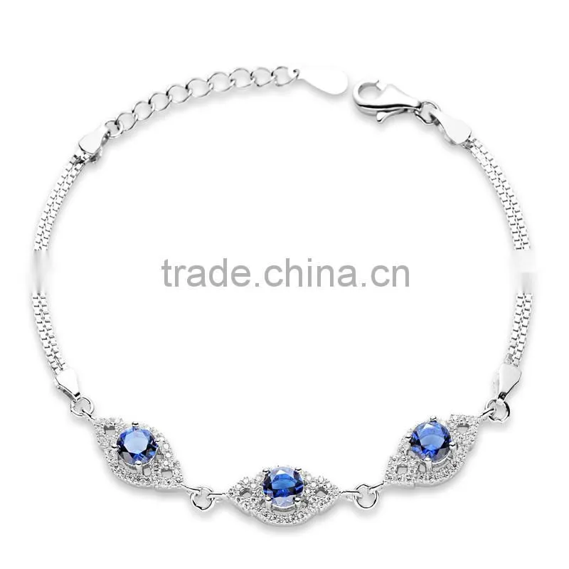 New products silver chain sapphire bracelet for Spain women