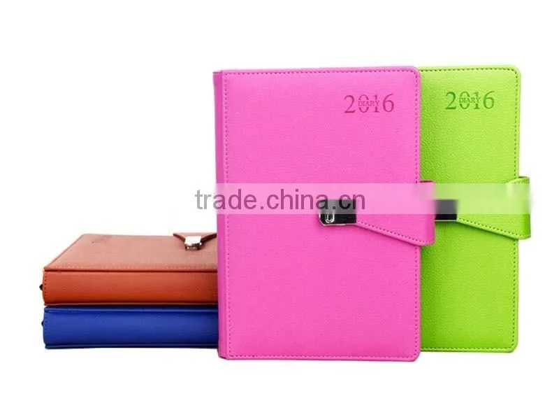 Top grade unique design leather 2 year planner 2016/2017 with card slots