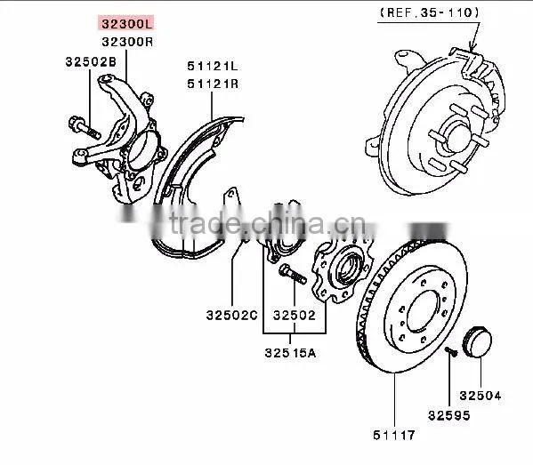 Knuckle Assembly For Mitsubishi Pajero Montero V63 V65 V67 V68 V73 V75 V77 V78 6G72 6G74 6G75 4M41 MR374501