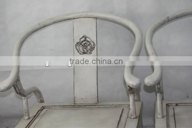 Chinese antique wooden carved arm dining chair