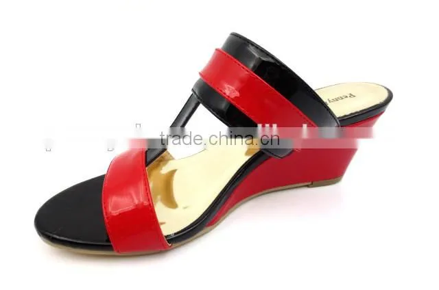 new fashion wedge heel pu slipper for lady