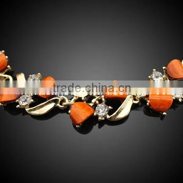 Fashion18k gold plated fashion necklace jewelry set , women gold necklace jewelry top quality