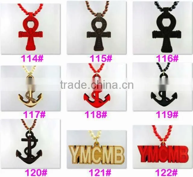 Men's Hip Hop good bamb Pendants Wood Rosary Chains Beads wooden Necklaces