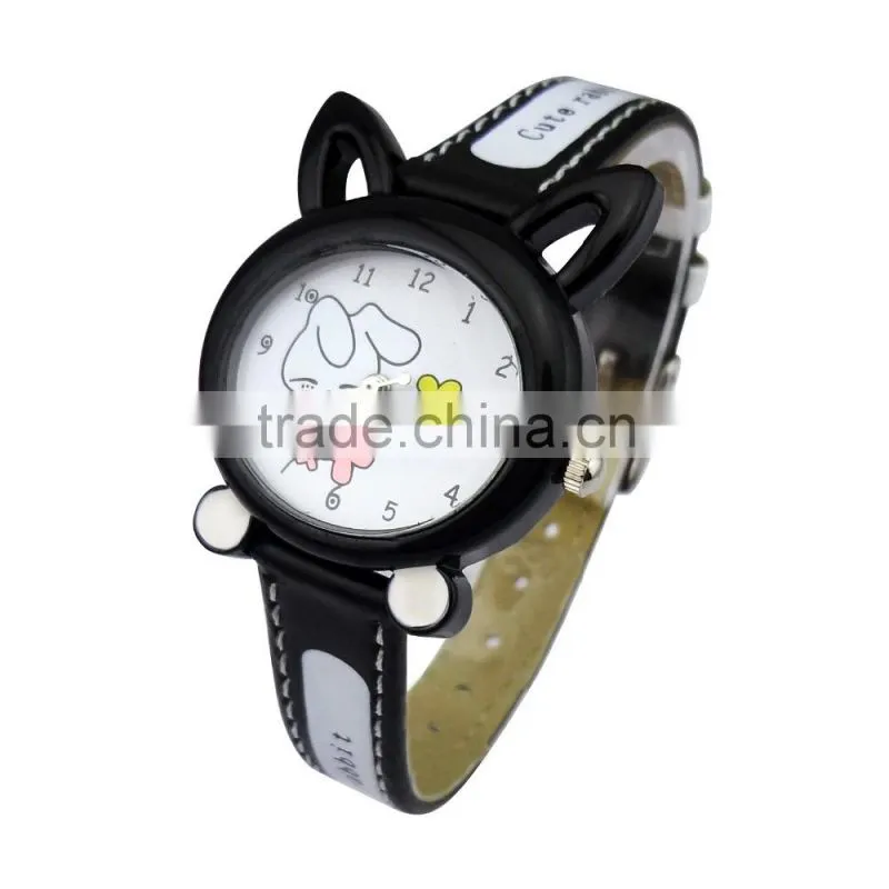 Cute stylish cat face girls watch custom pattern children watch