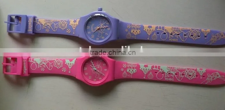 Colorful pressed patterns plastic case silicone band sport watch
