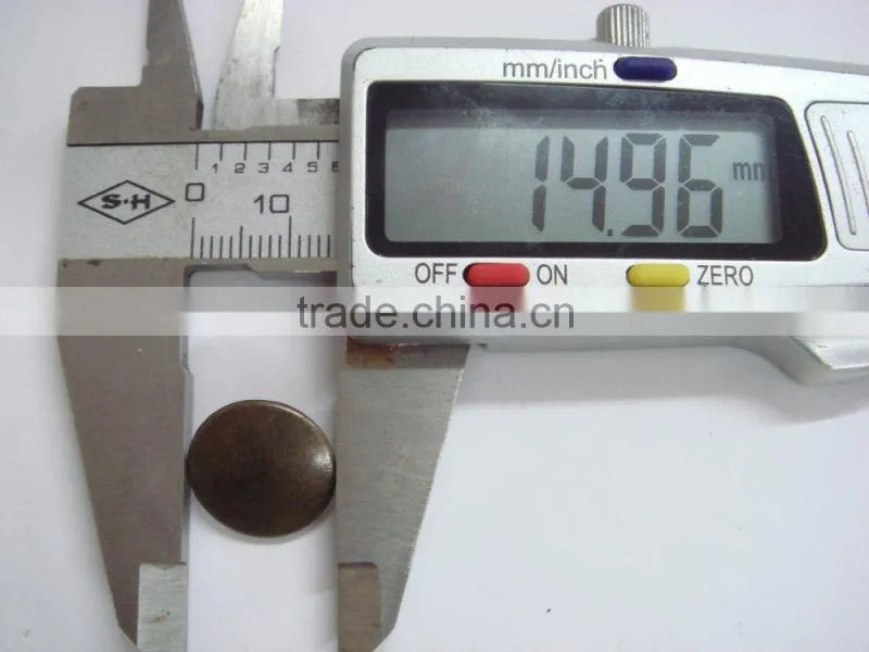 15mm chinese alloy one hole full round shank button