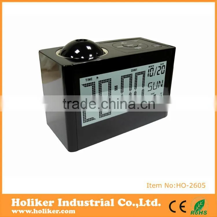 plastic desk talking snooze clock with projection
