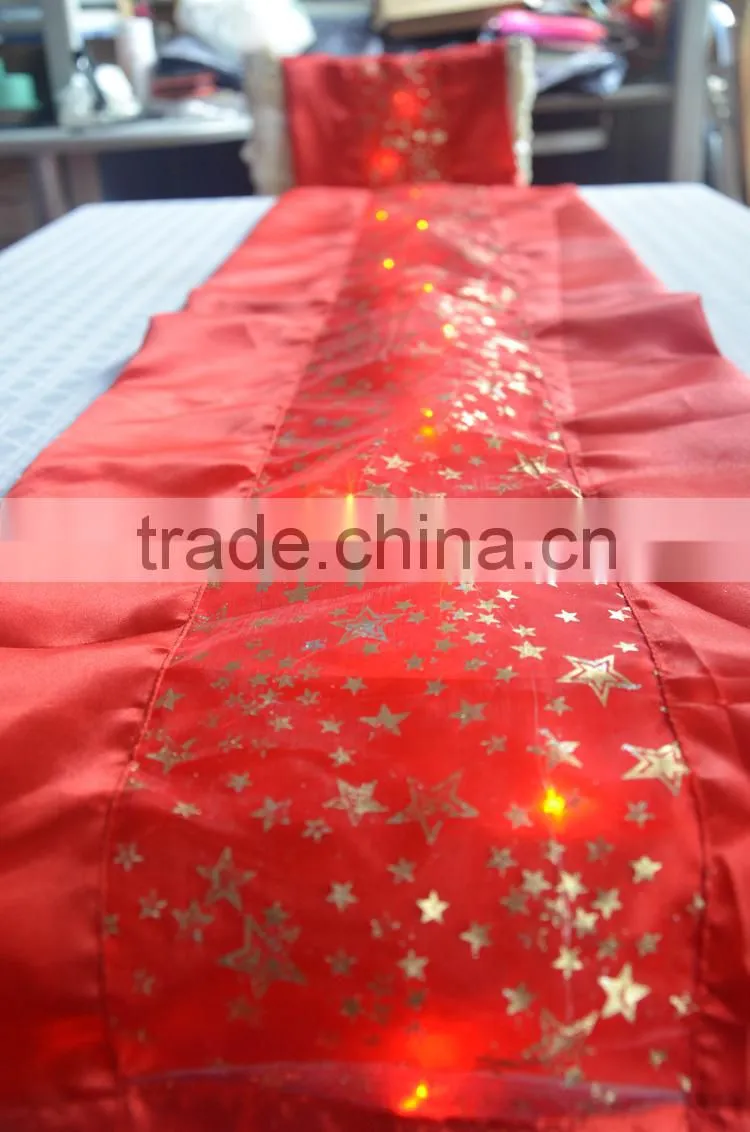 Fancy red wedding table runner with LED lights