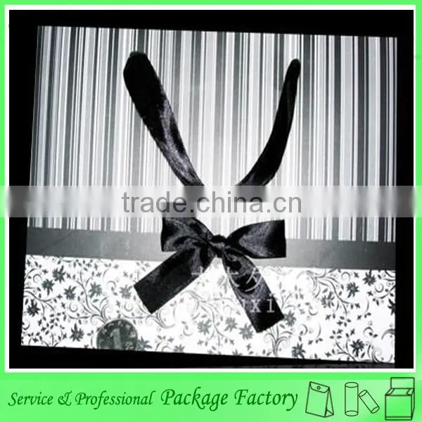 Printing paper shopping bag for clothes with ribbon