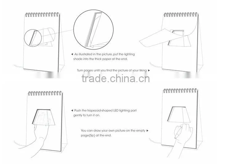 Creative Fashionable turn page calendar USB led lamp