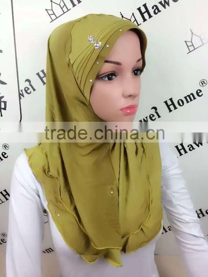 H276 new style two tone hijab with crystals