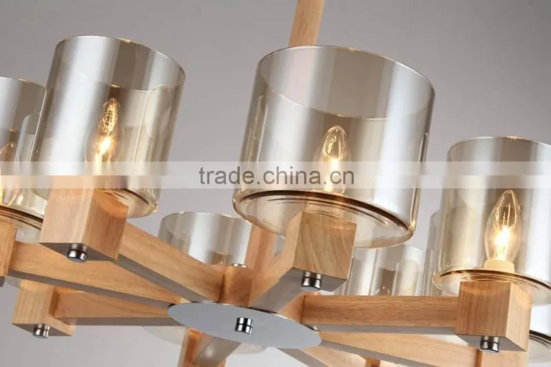 New solid wood chandelier Modern glass ceiling light fixture