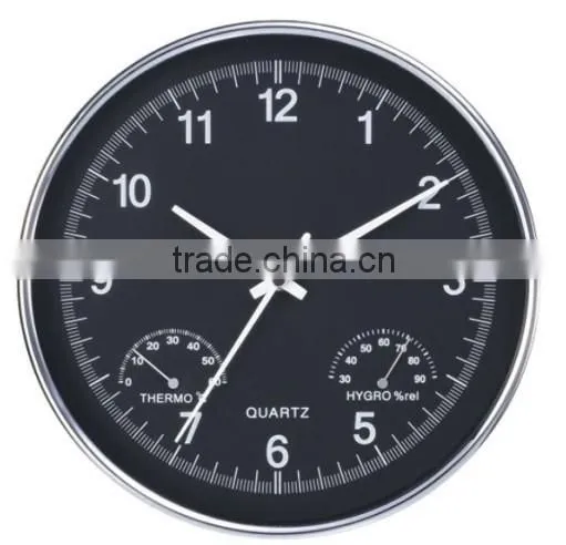 metal wall mounted clock with temperature and humidity, fashion decorative home clcok