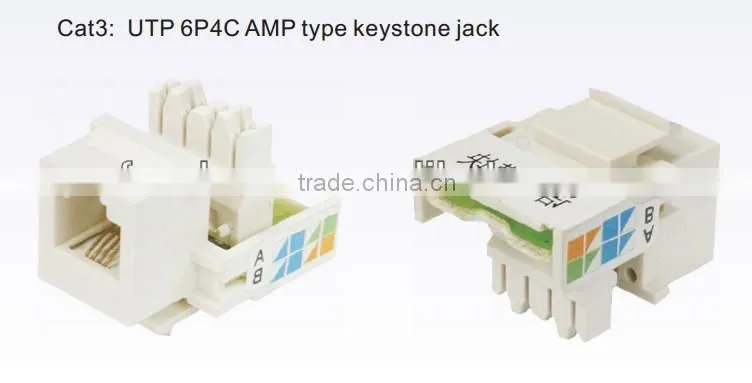 Cat3 UTP 6P4C AMP keystone jack