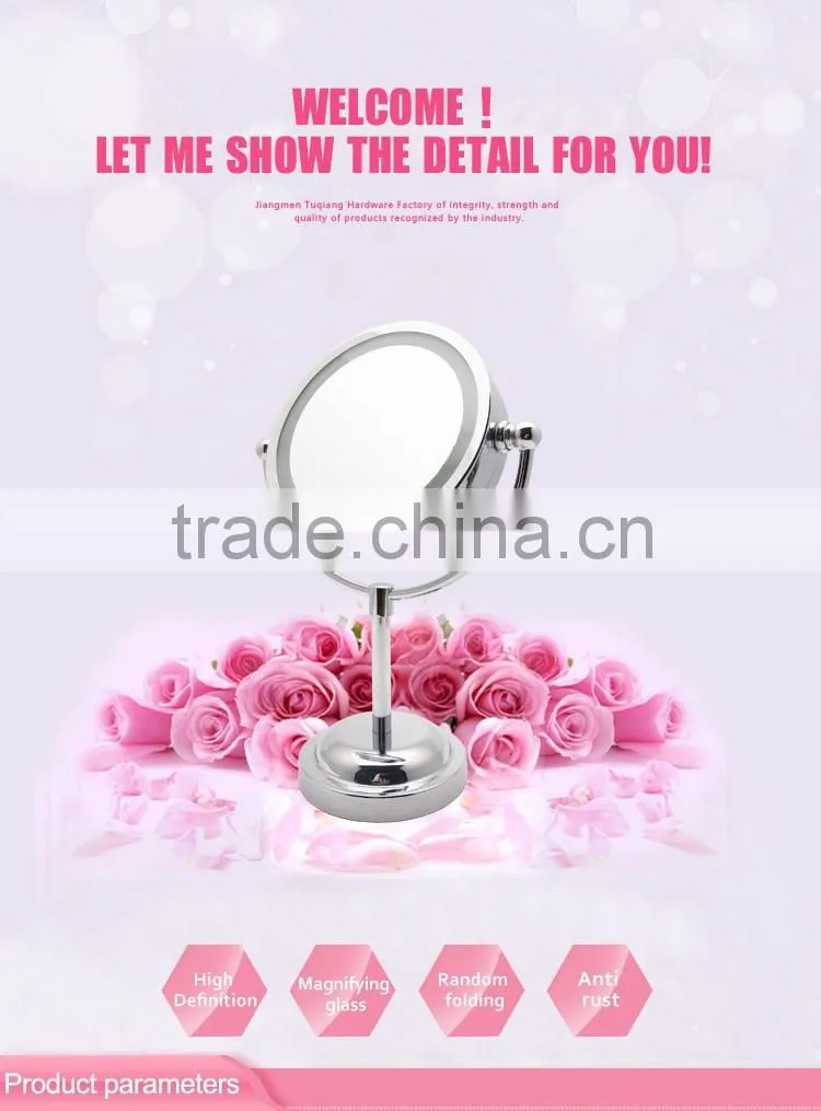 Desktop glass magnifying cosmetic mirror with LED light