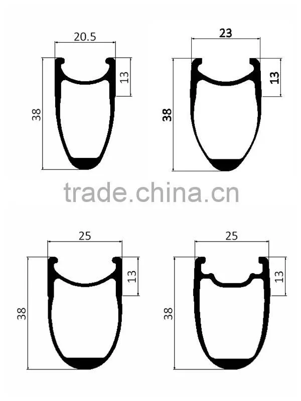 700C 20.5mm / 23mm / 25mm width clincher carbon rims 38mm deep, factory clincher carbon rims tubeless compatible