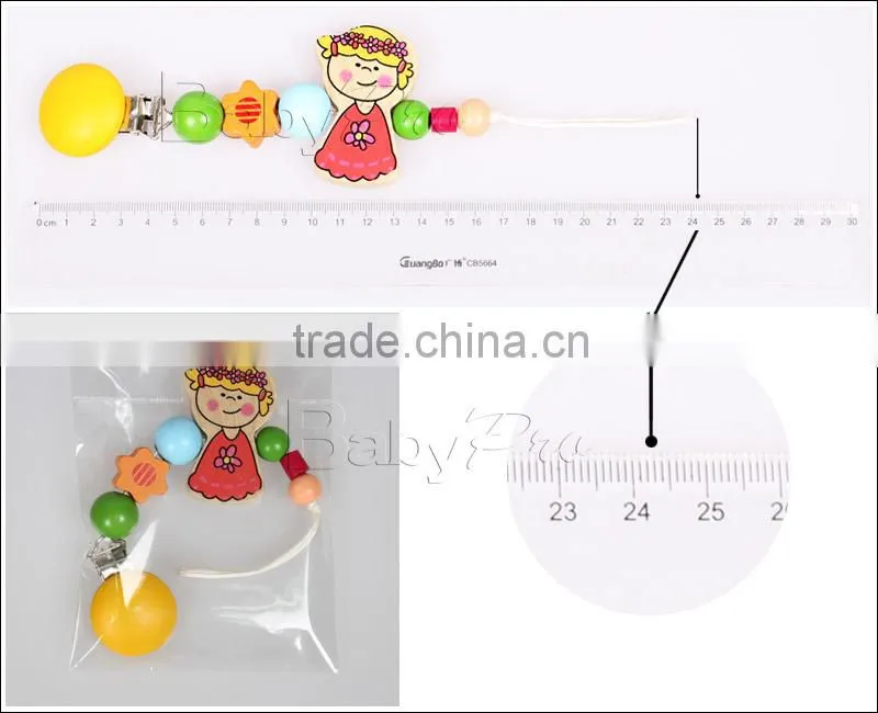 2015 Wholesale Soother Clip Wooden Pacifier Chain