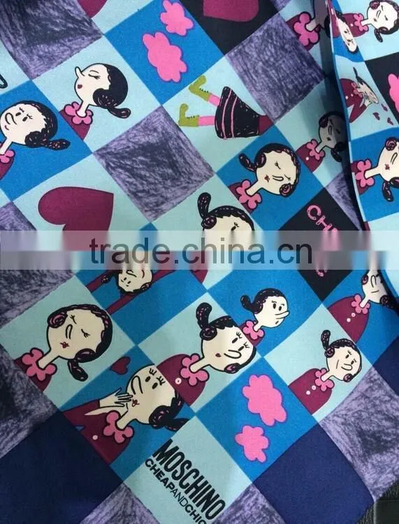 100% silk square scarf with cartoon pattern for children