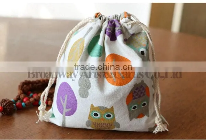 Promotion Canvas Fabric Drawstring Bag with Custom Logo