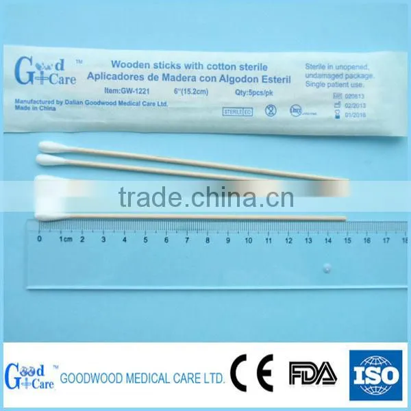 6" dispoasable medical cotton swab stick / cotton buds