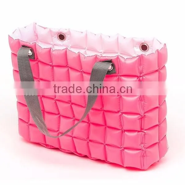 blue PVC air tote bag for family beach holiday