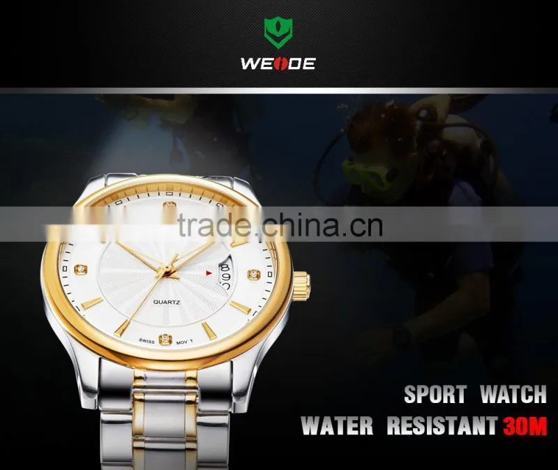 HOT SELLING!China Brand WEIDE Luxury Rose Gold Full Steel Waterproof Quartz Sports Men Watch 93005GG