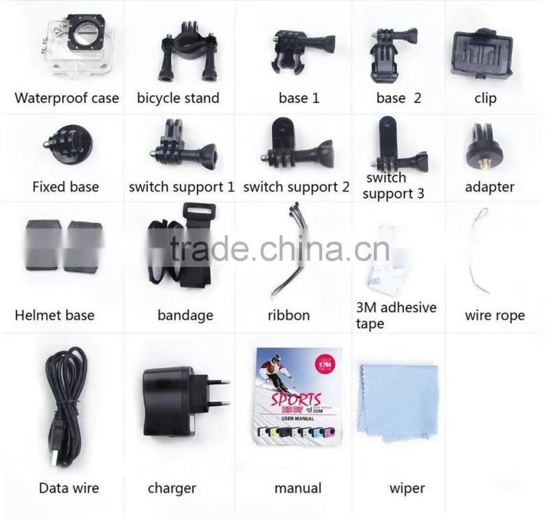 Go pro Style Full HD DVR Action Camera 1080P Waterproof 30M Mini DV