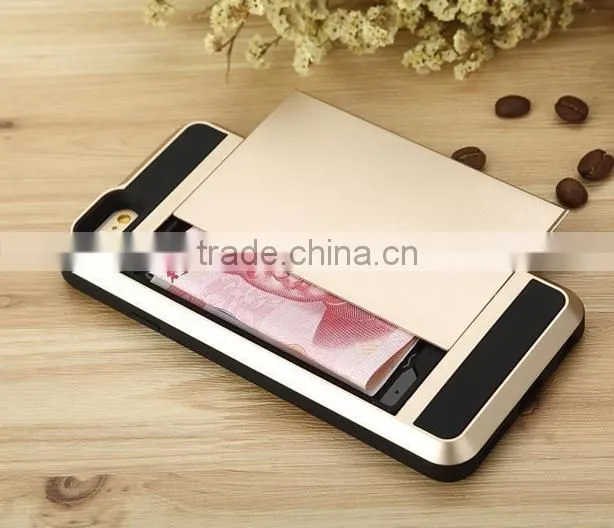 Dual Layer Armor fundas Case Luxury Soft Hybrid Slim Back cases for iphone 4 4s 5 5s 5c 6 6s Plus case cover Slide Card Cover