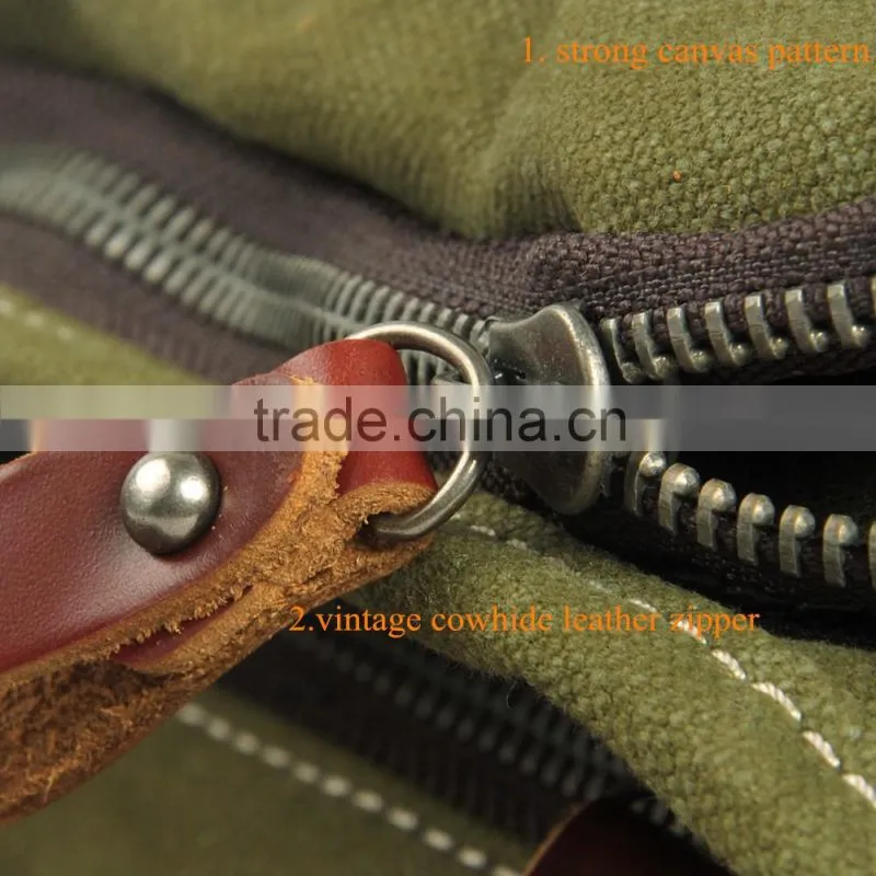 Stylish midium canvas leather field shoulder bag military explorer messenger field bag