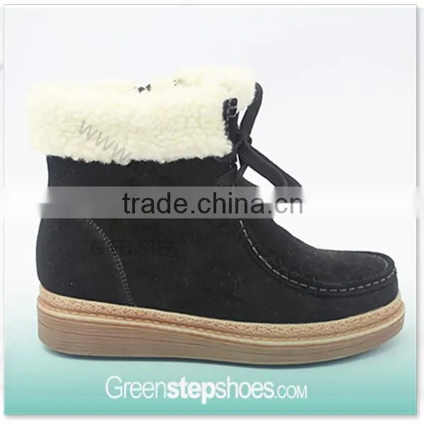 Fur Boots Chocolate Cow Suede Leather boots Women 2015
