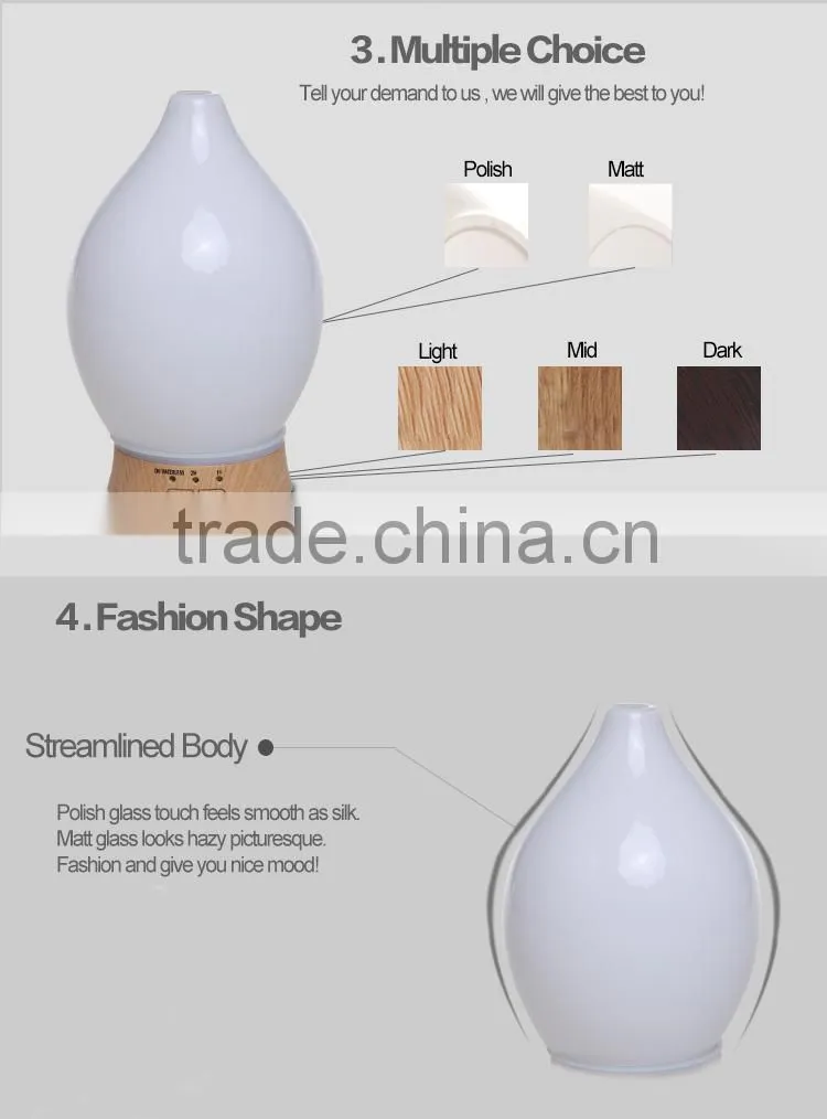 Glass Cover Electronic Aroma Diffuser With Coloful LED Light
