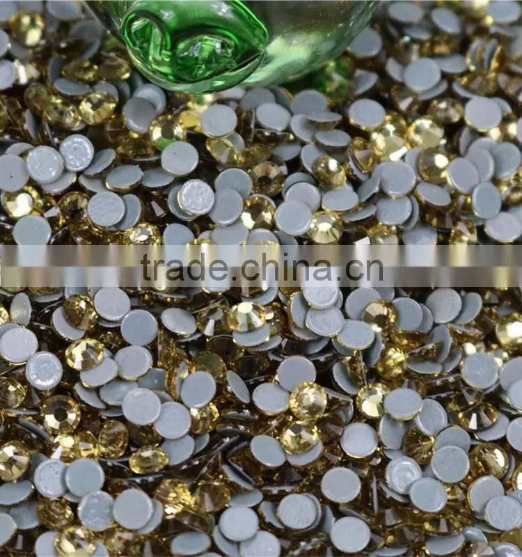 12 cuts flat glue high quality ss10 lt topaz color hot fix strass rhinestone