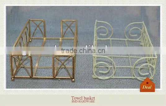 Powder coated metal square towel basket